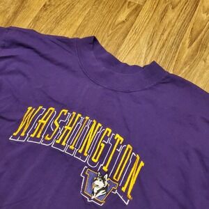 Vintage Washington Huskies Shirt Men Large Purple Embroidered Logo College Big10